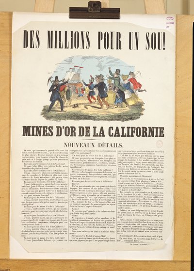Poster Advertising the Gold Mines in California by French School